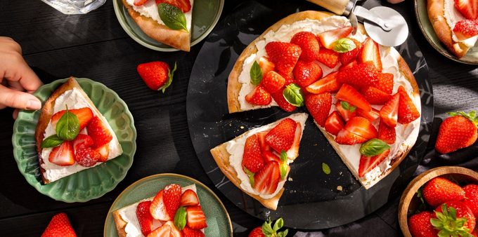 Recept aardbeien pizza met mascarpone