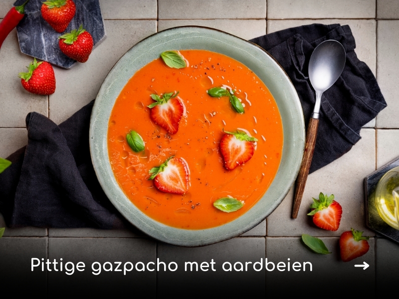 Recept inspiratie pittige gazpacho met aardbeien